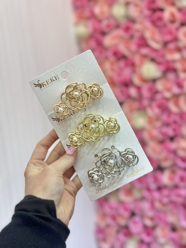 Gancheta Flores Con Perlas