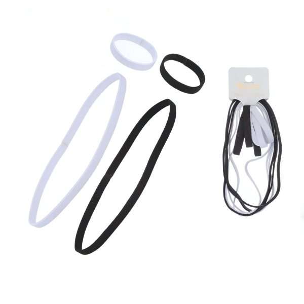 Cintillos Elasticos Con Cole 12 Pcs Blanco Y Negro