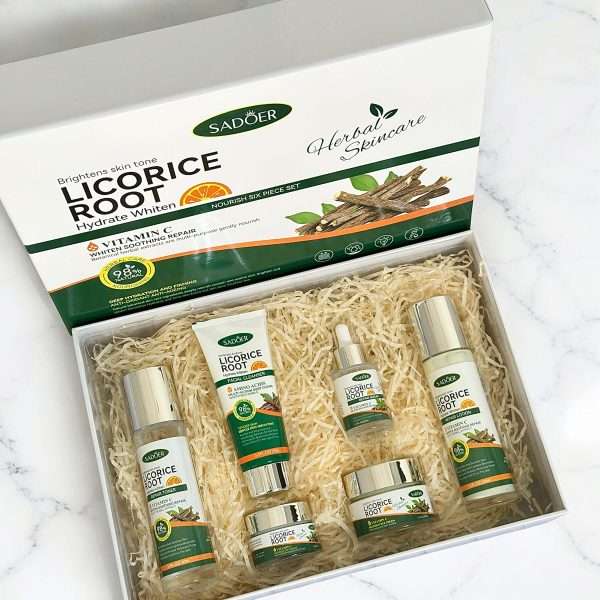 Kit De Cuidado Facial Sadoer Raiz De Regaliz Con Vitamina C 6 Pcs