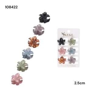 Set de 6 mini ganchetas de cabello de flores 2.5cm