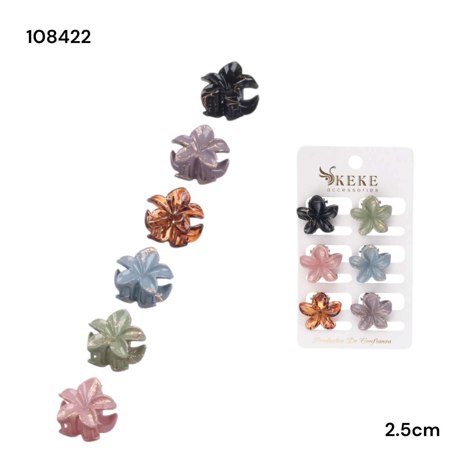Set de 6 mini ganchetas de cabello de flores 2.5cm