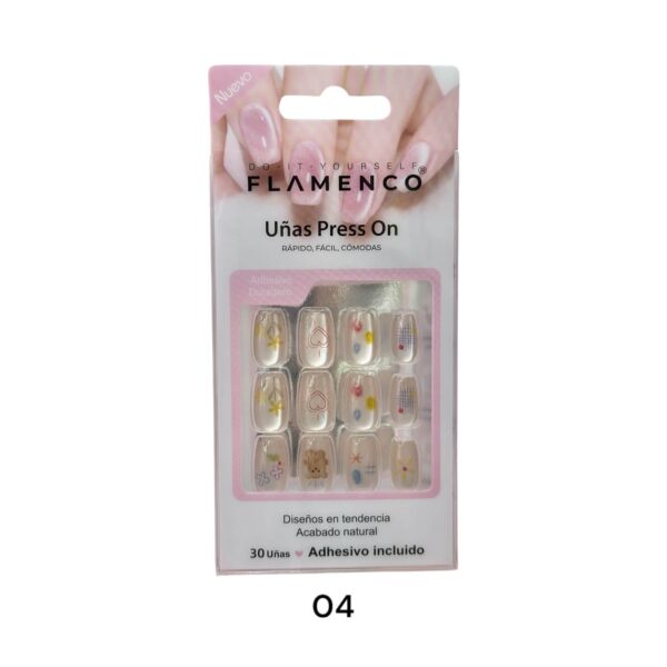 Uñas Press On 24 Pcs Flamenco - Imagen 5