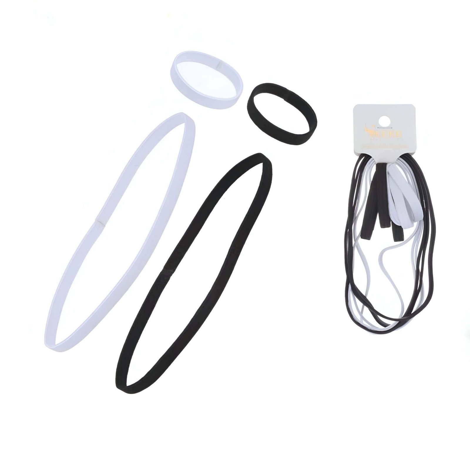 Cintillos Elasticos Con Cole 12 Pcs Blanco Y Negro