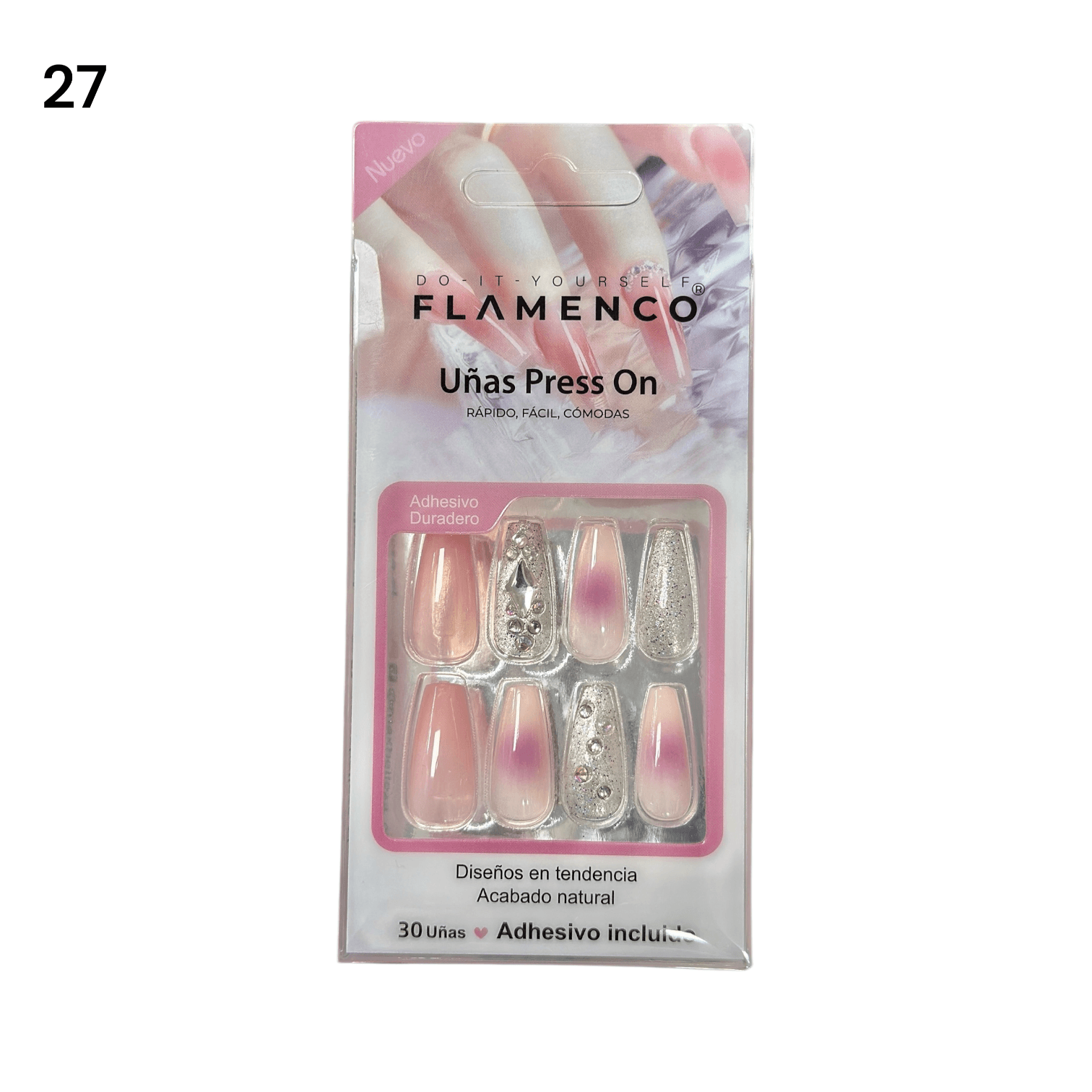 Uñas Press On 24 Pcs Flamenco