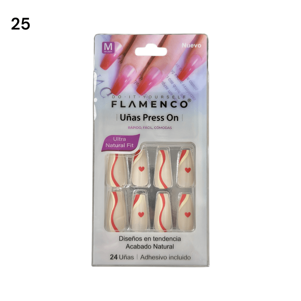 Uñas Press On 24 Pcs Flamenco