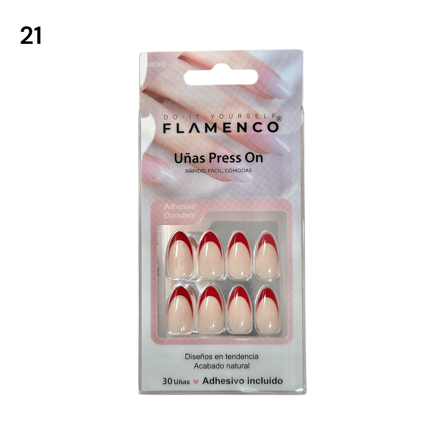 Uñas Press On 24 Pcs Flamenco
