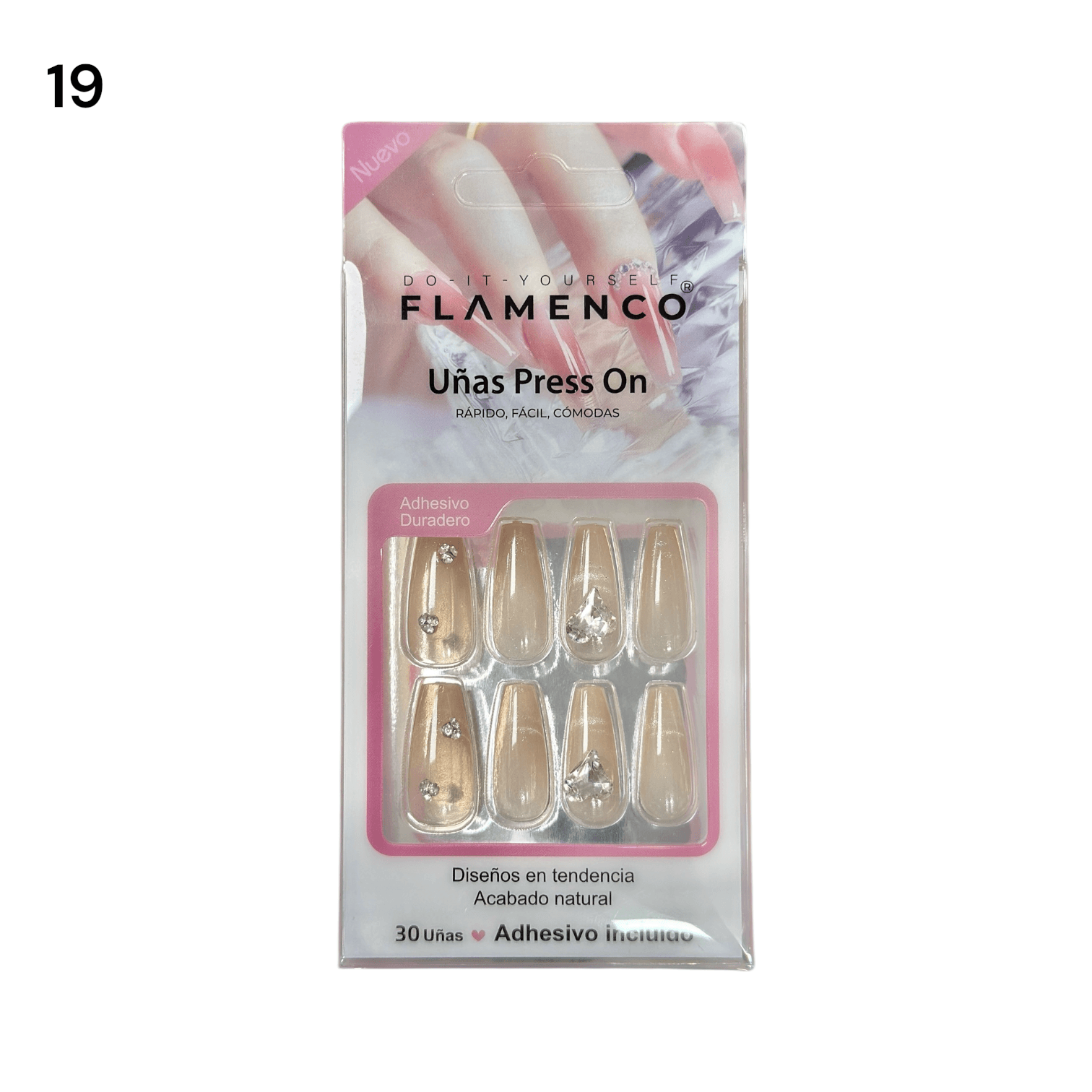 Uñas Press On 24 Pcs Flamenco