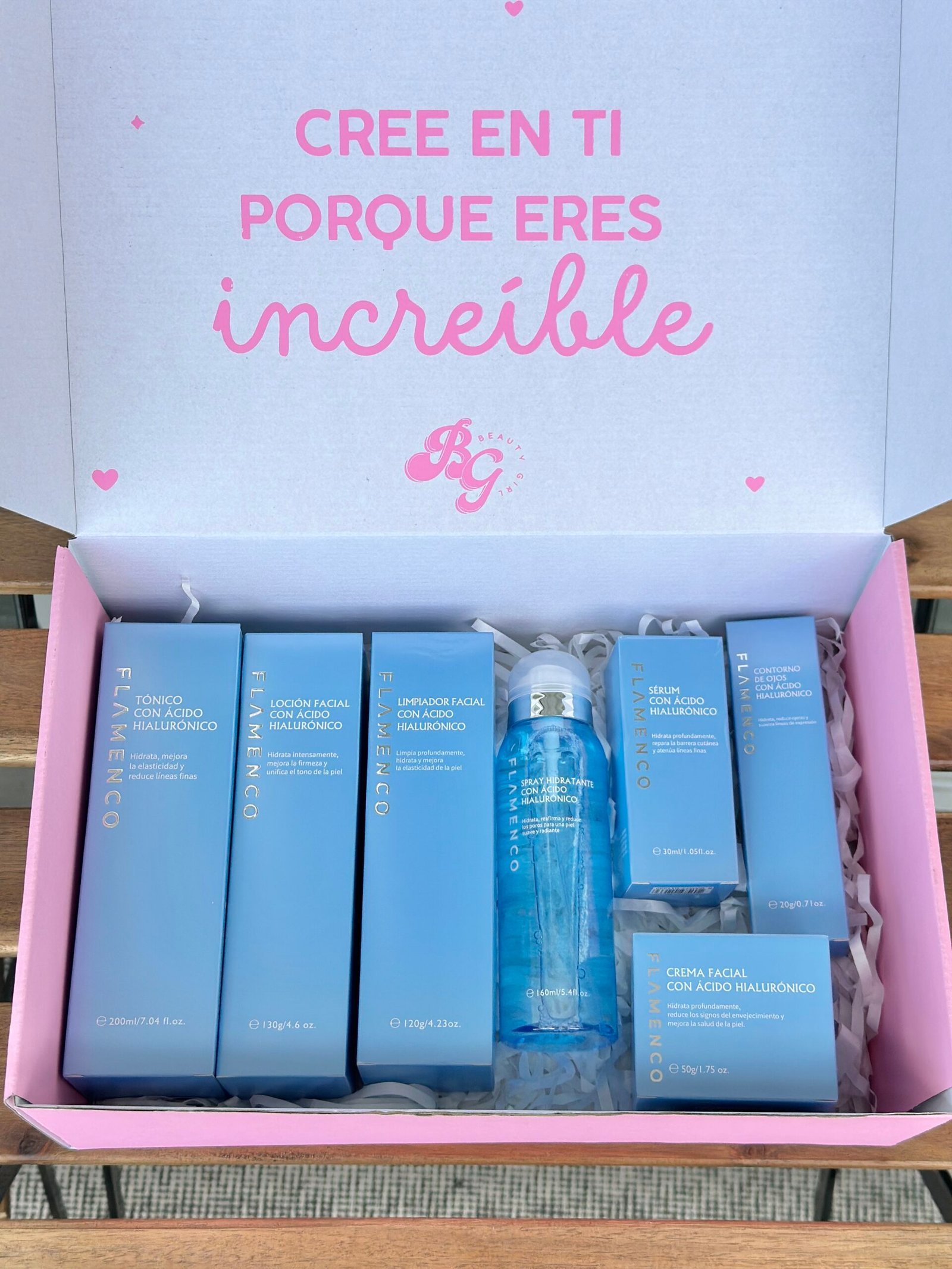 Box Cuidado Facial Acido Hialuronico Flamenco 7pcs