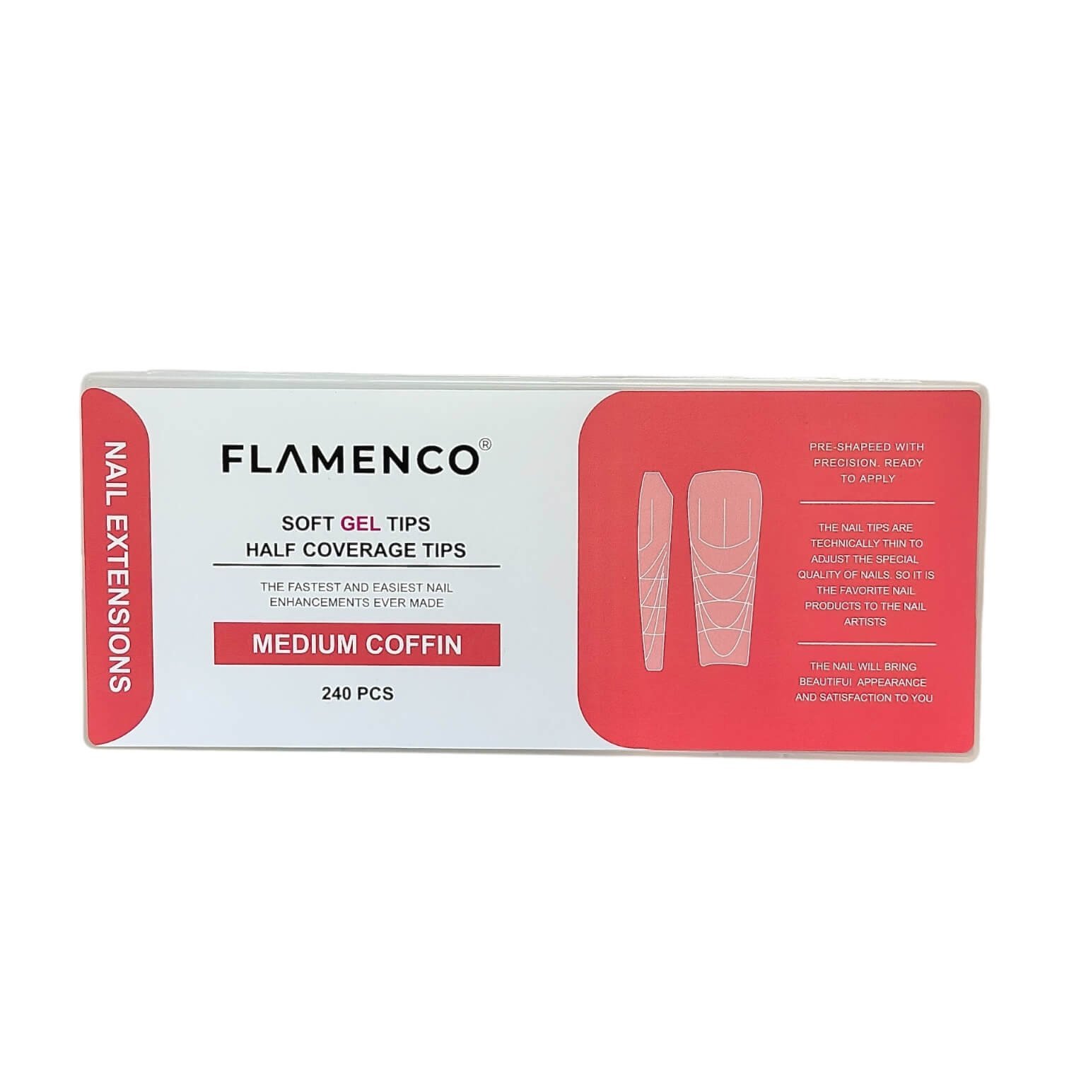 Uñas Soft Gel Tips Flamenco 240 Pcs