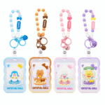 Pack 6 Pcs Porta Credencial Kawaii con Llavero de Silicona