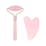 Set de Rodillo Facial + Gua Sha de Cuarzo Rosa