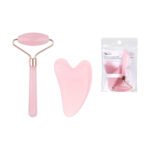 Set de Rodillo Facial + Gua Sha de Cuarzo Rosa