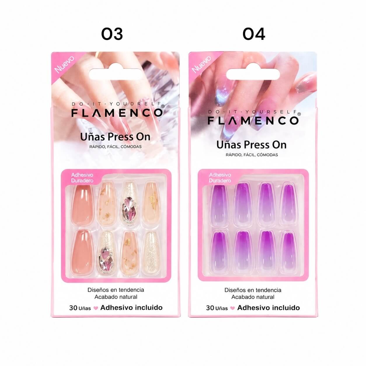 Uñas Press On Flamenco 24 pcs