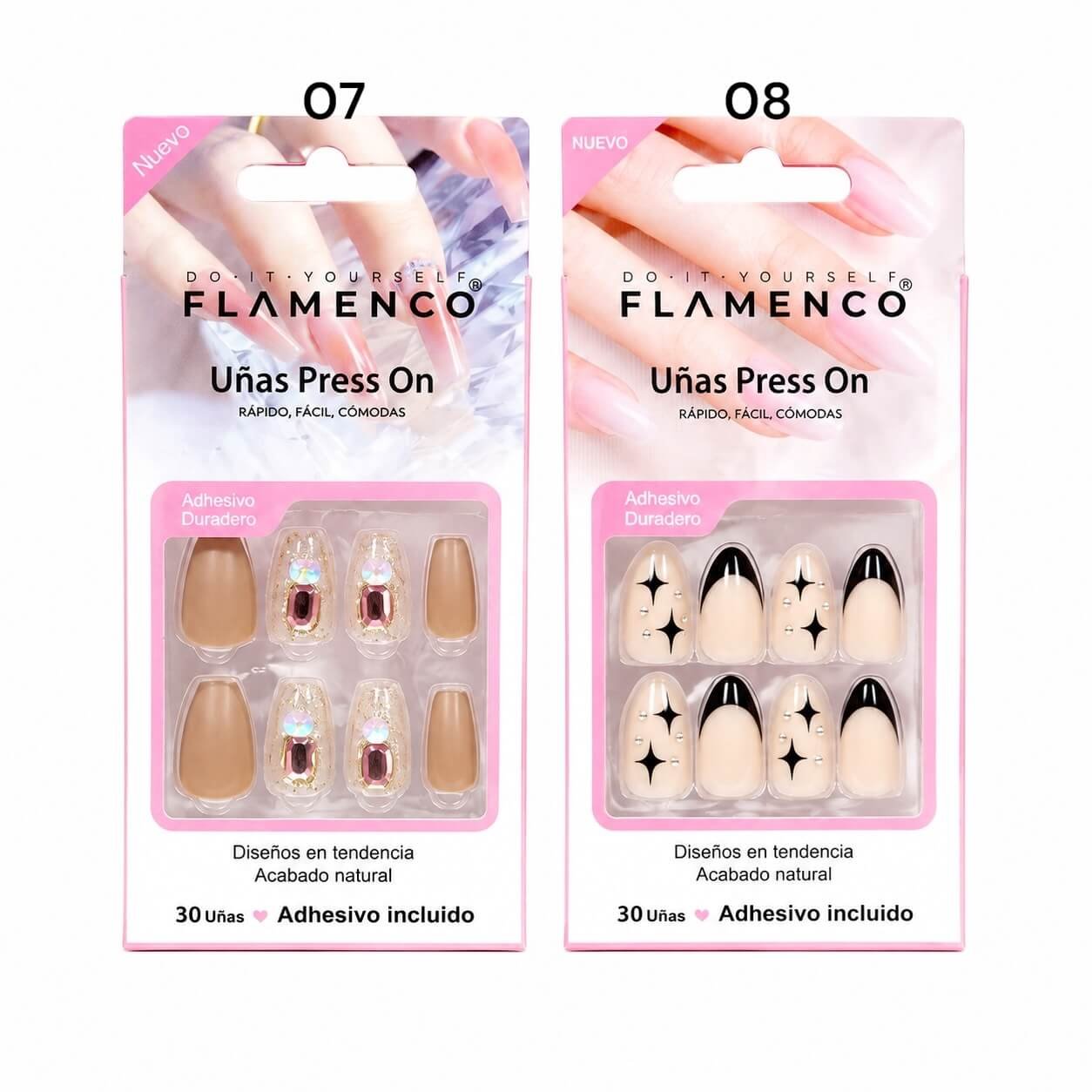 Uñas Press On Flamenco 24 pcs