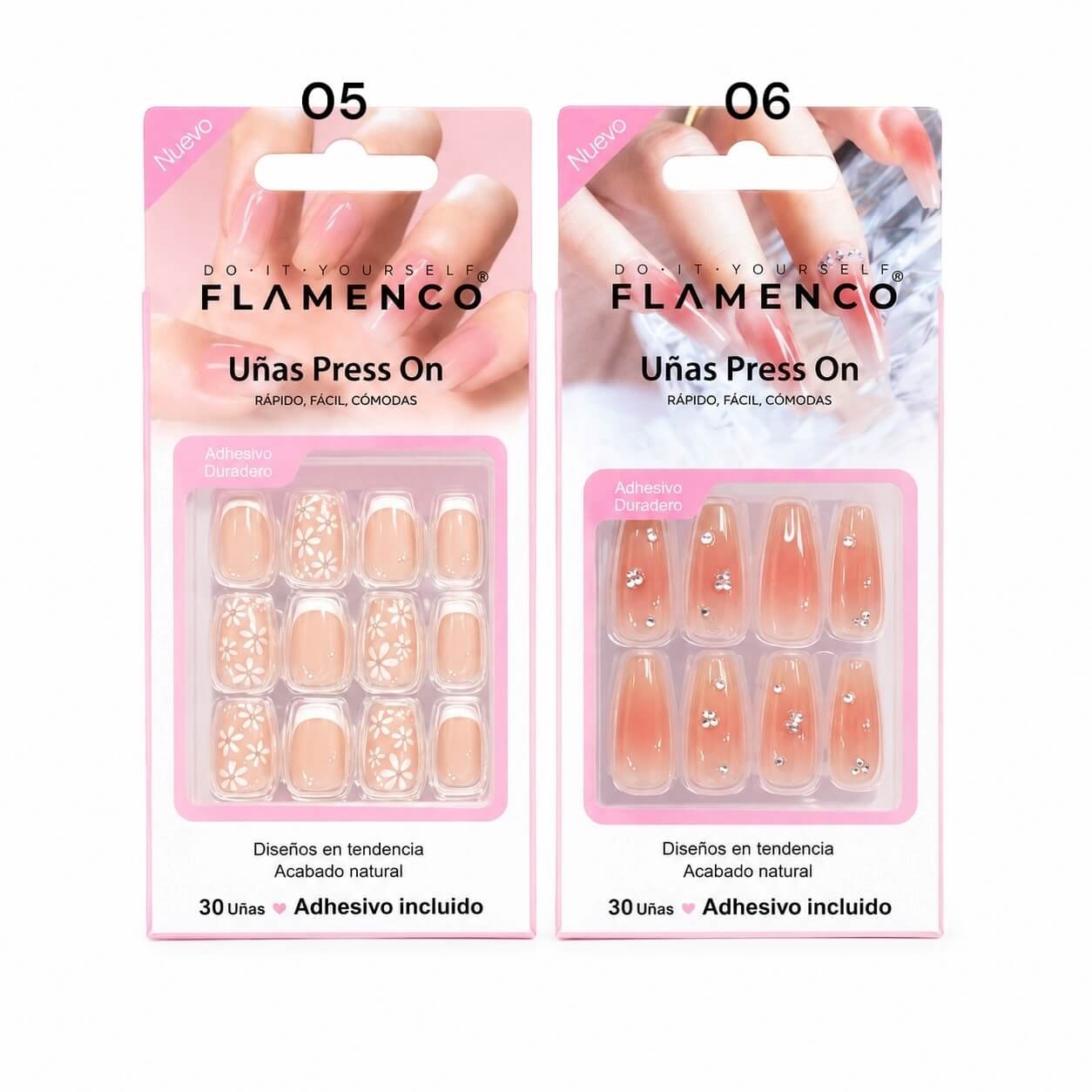 Uñas Press On Flamenco 24 pcs